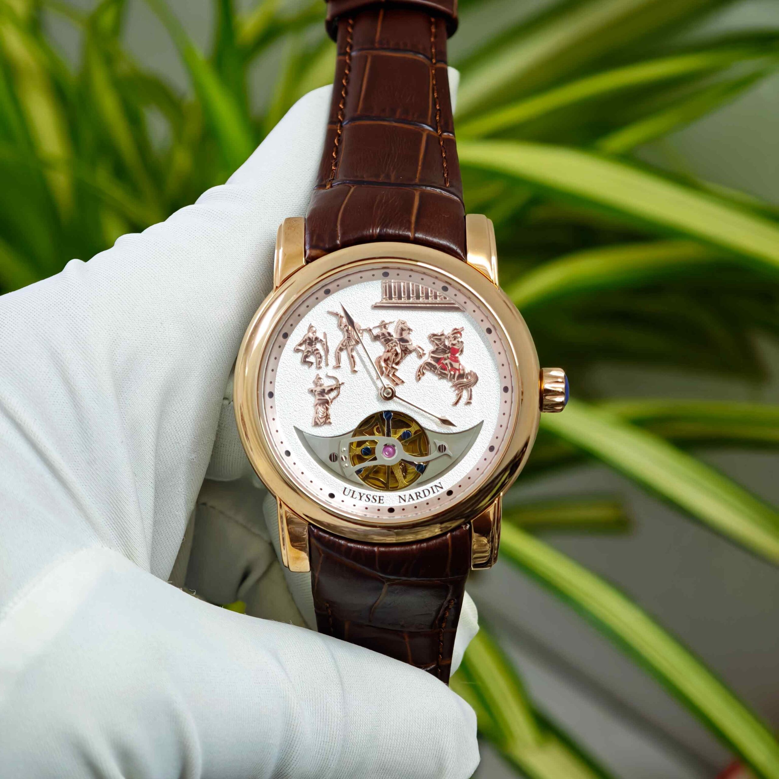 Ulysse Nardin Alexander Great Minute Repeater Westminster Tourbillon Jaq Rose Gold White Dial Swiss Automatic Watch