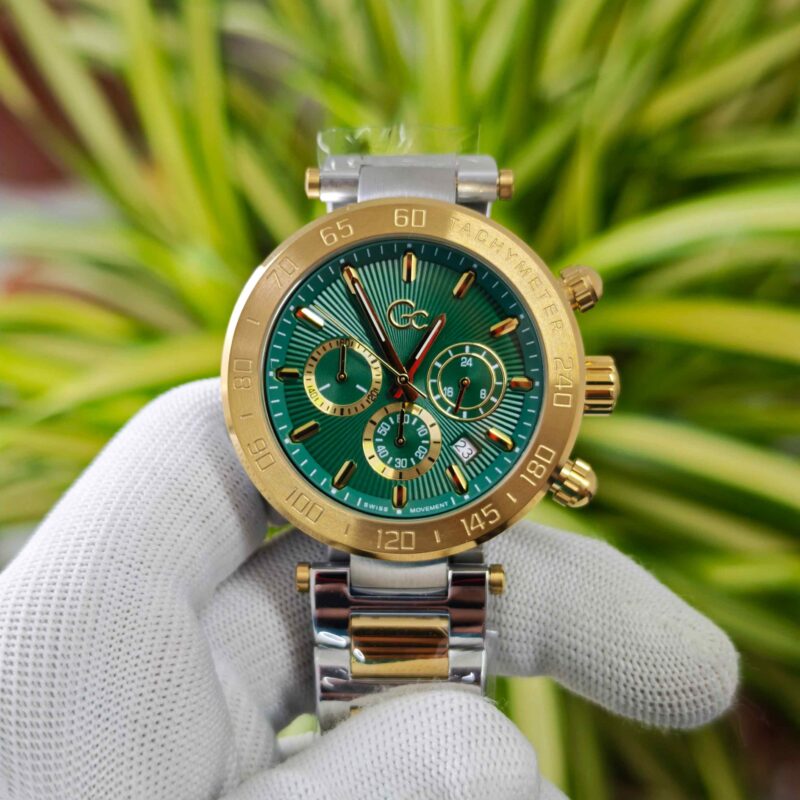 GC Chronograph Gold Green Dial Dual Tone