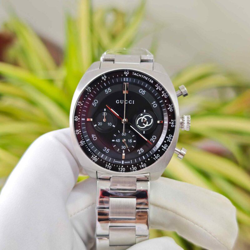 Gucci Interlocking Chronograph Steel Black Dial