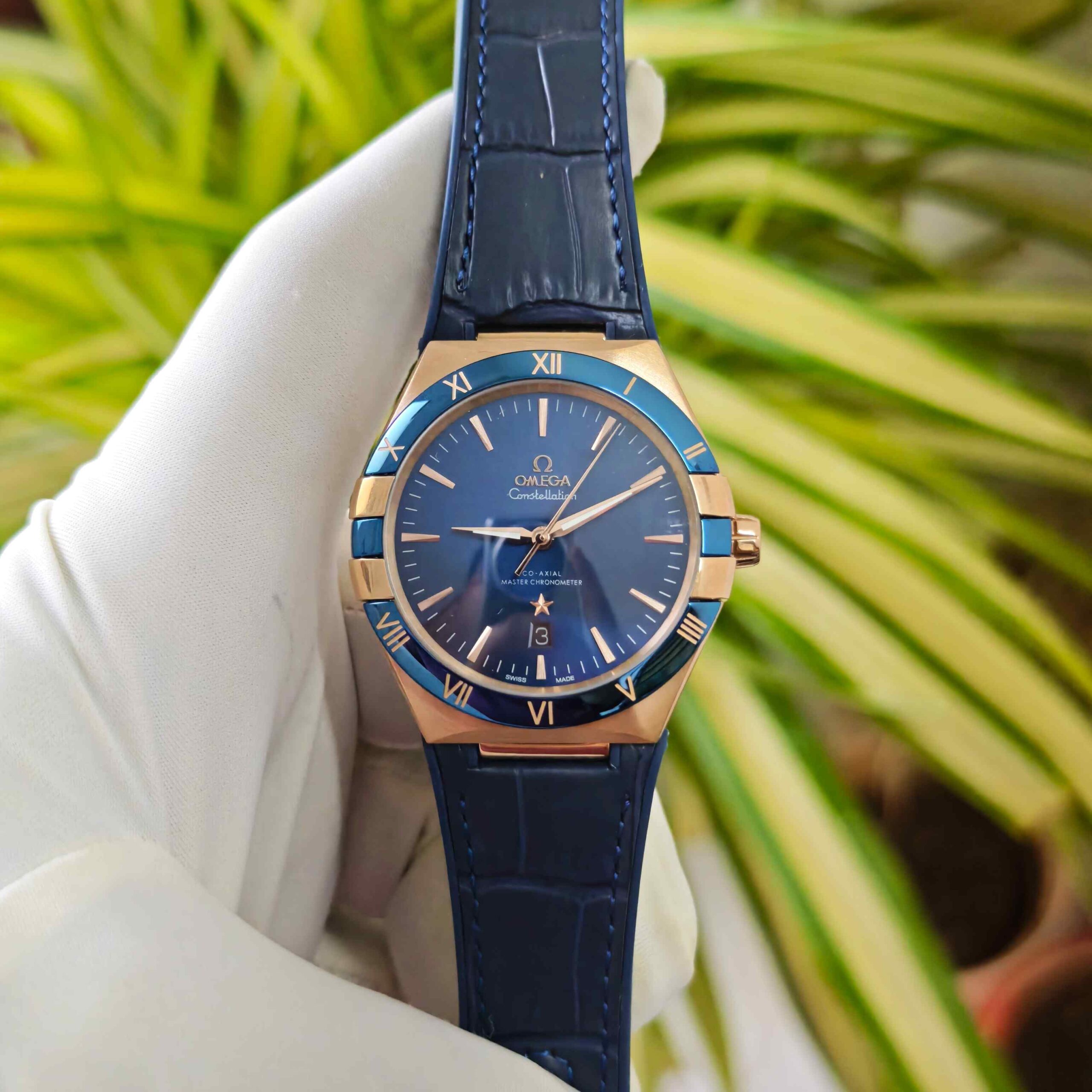 Omega Constellation Co-Axial Master Chronometer Rose Gold Blue Dial - Image 2