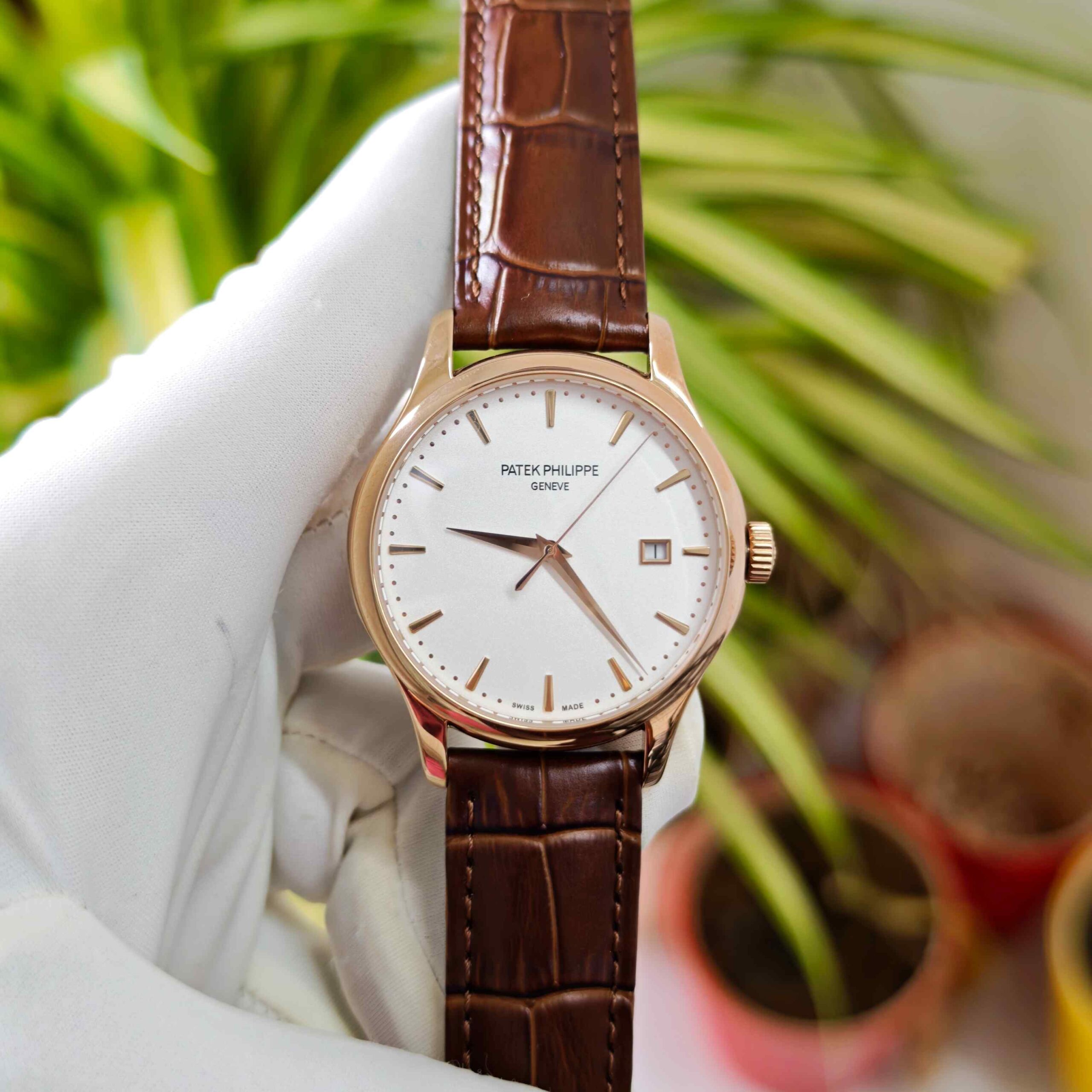 Patek Philippe Calatrava Rose Gold White Dial Semi ETA - Image 2