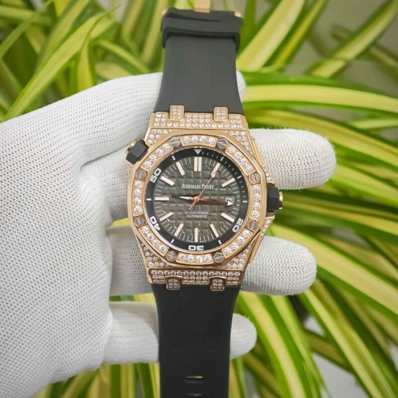 Audemars Piguet Royal Oak Offshore Rose Gold Diamond Case Brown Dial