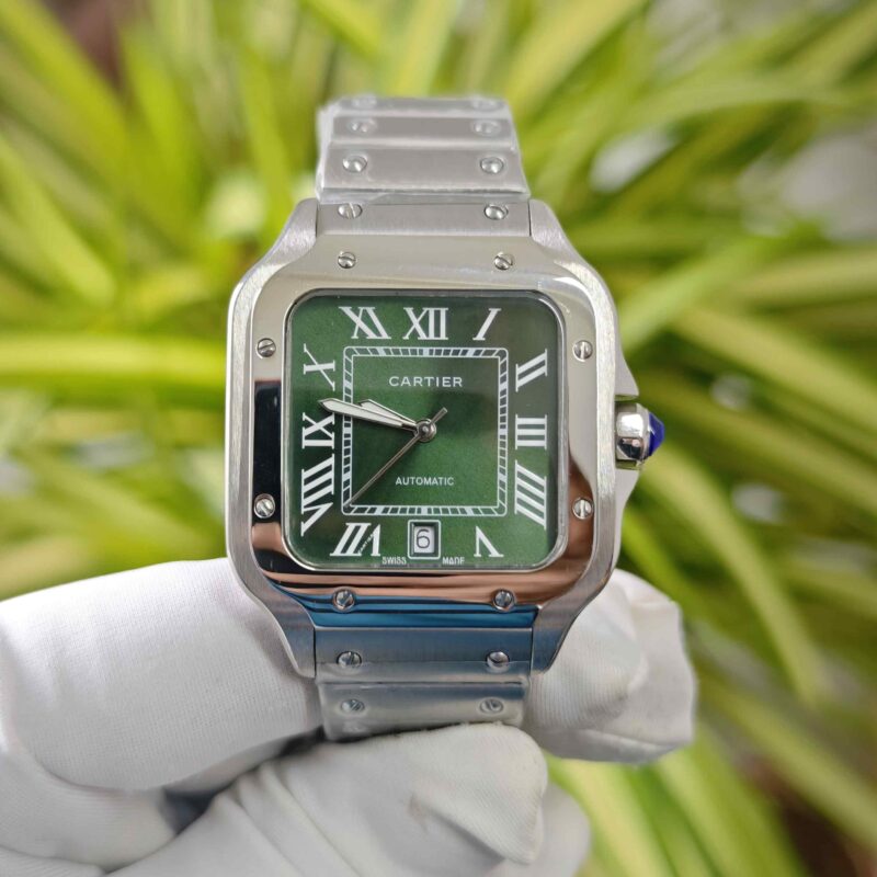 Cartier Santos De Silver Green Dial