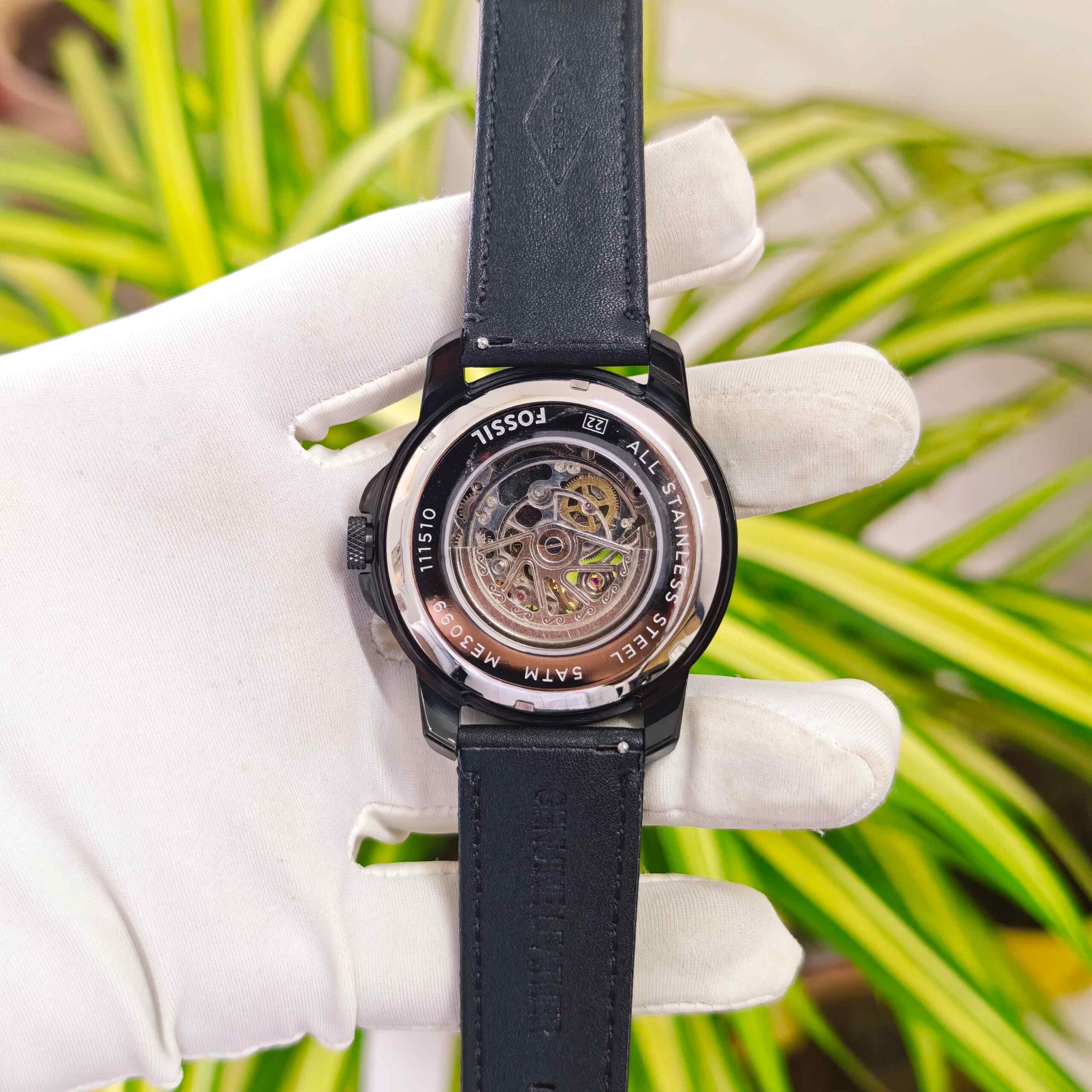 Fossil Grant Skeleton Roman Marker Black Steel Full Black Dial - Image 3