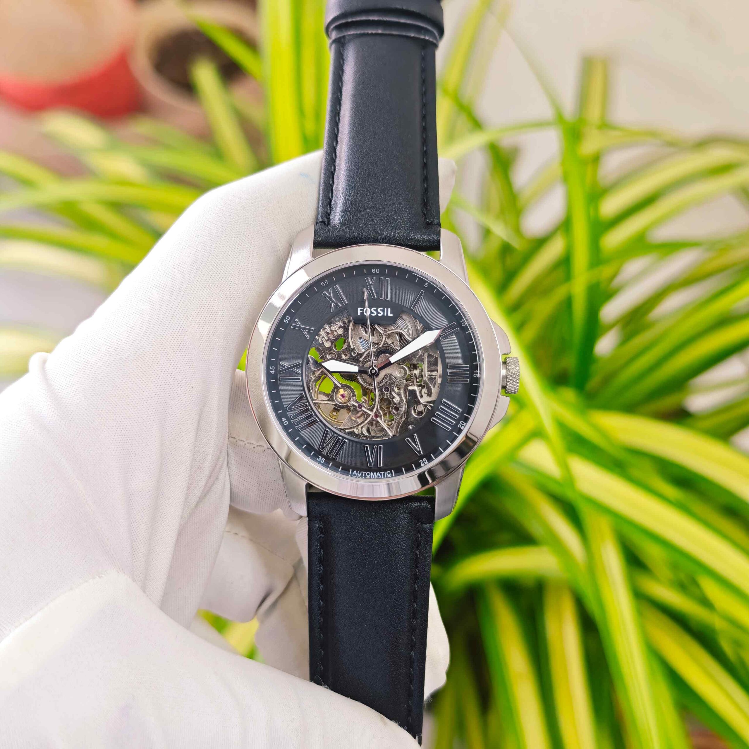 Fossil Grant Skeleton Roman Marker Steel Black Dial - Image 2