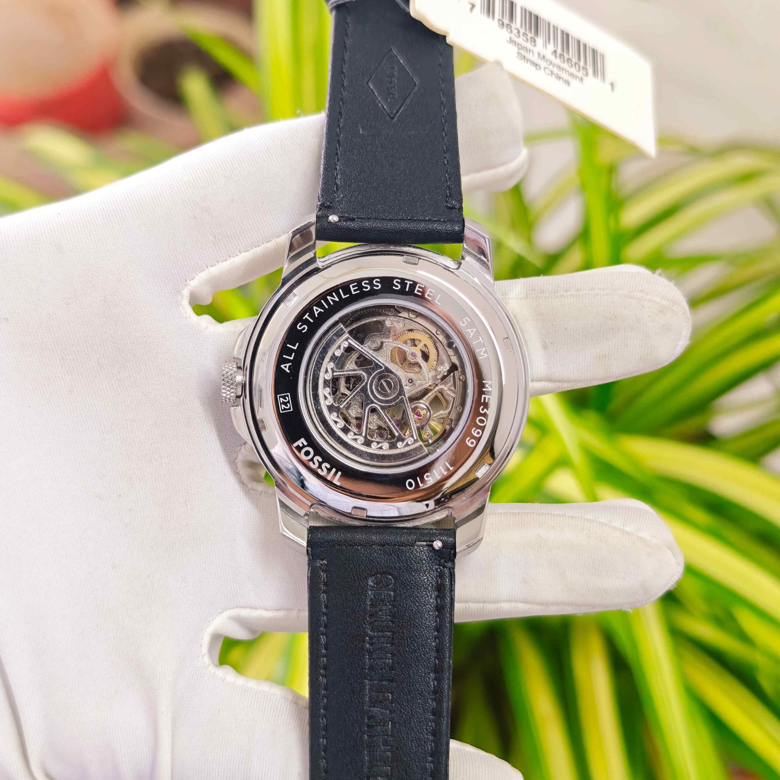 Fossil Grant Skeleton Roman Marker Steel Black Dial - Image 3