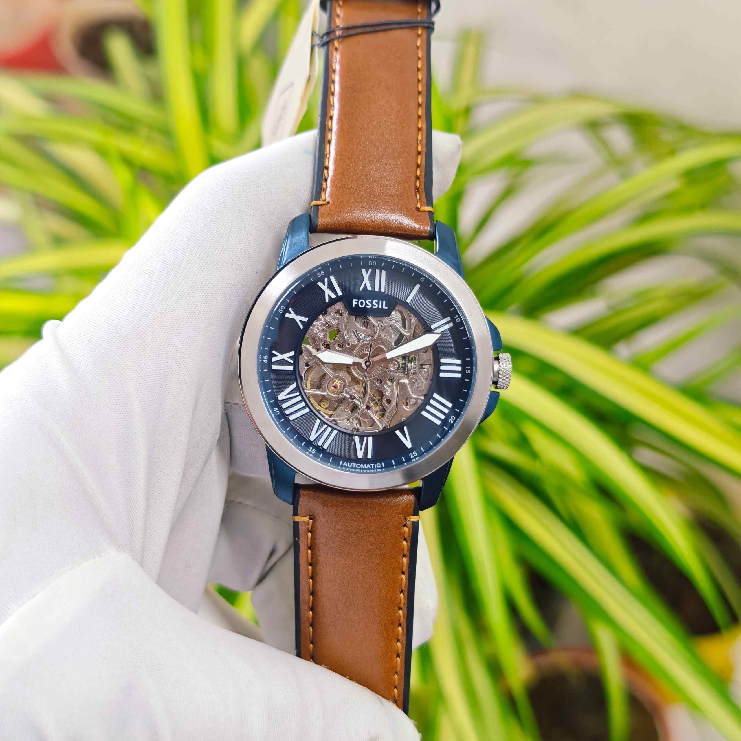 Fossil Grant Skeleton Roman Marker Steel Blue Dial - Image 2