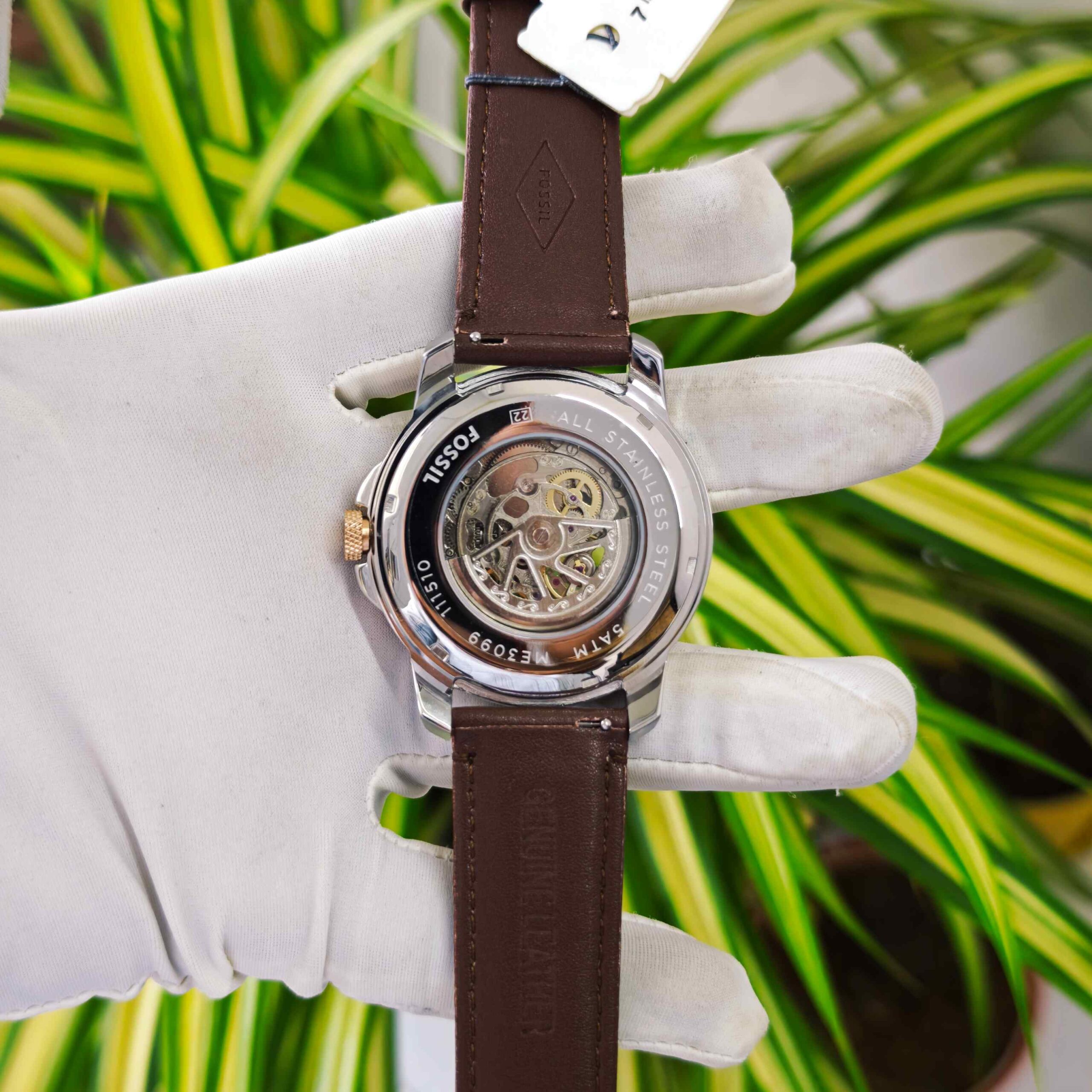 Fossil Grant Skeleton Roman Marker Steel Rose Gold White Dial - Image 3