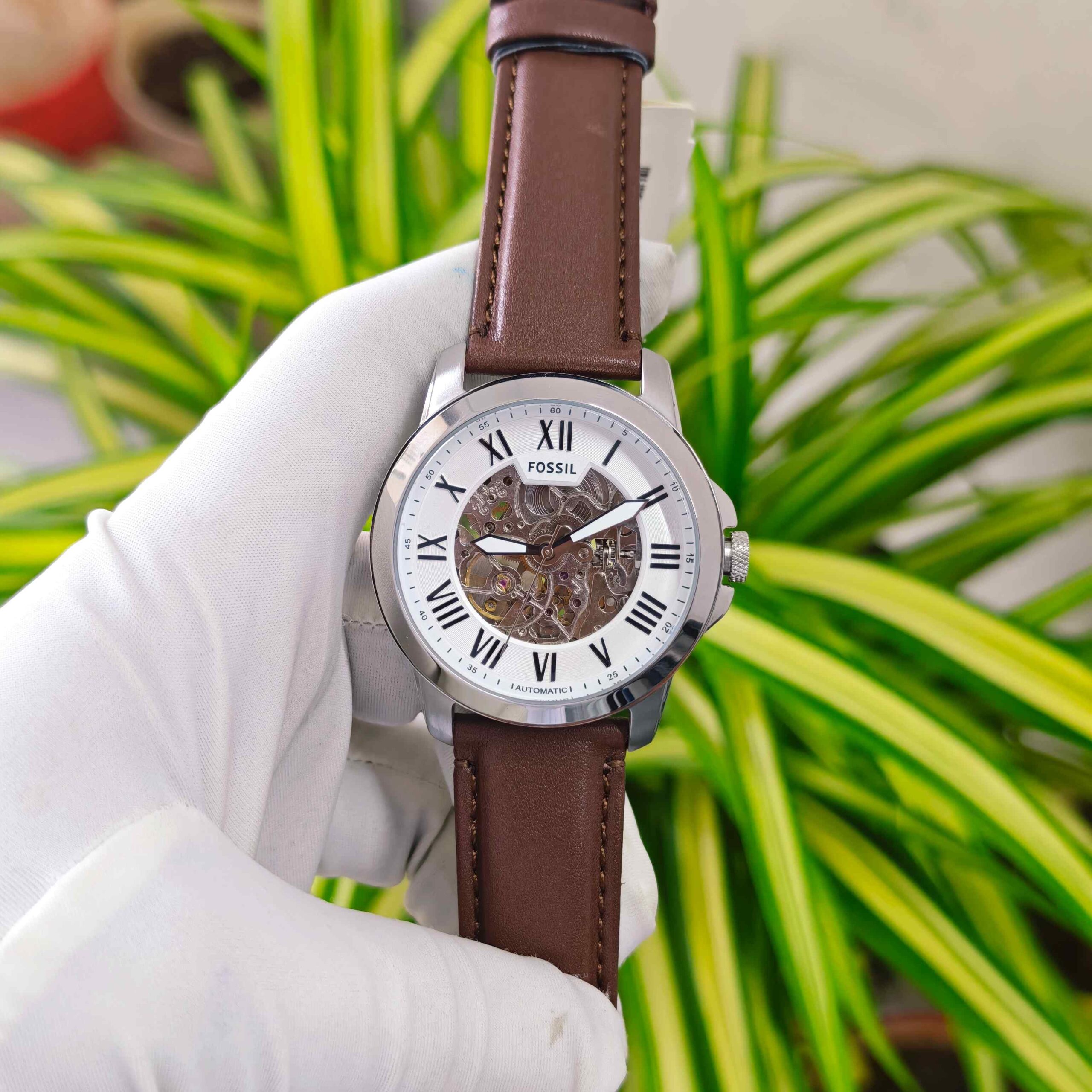 Fossil Grant Skeleton Roman Marker Steel White Dial - Image 2