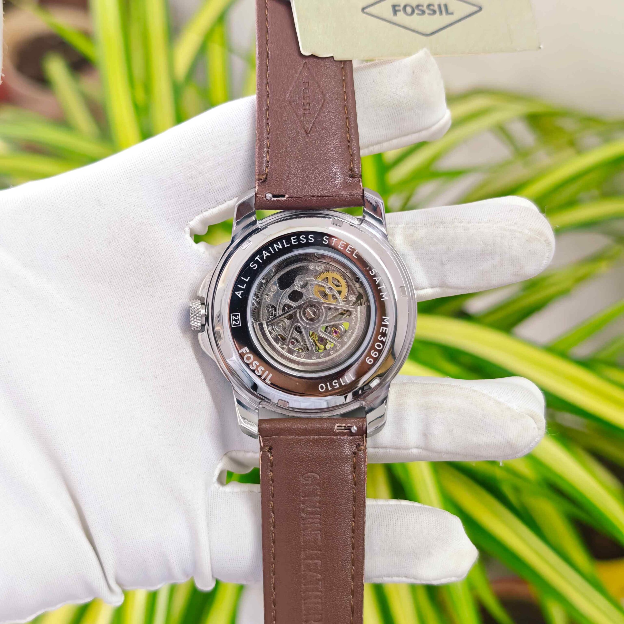 Fossil Grant Skeleton Roman Marker Steel White Dial - Image 3