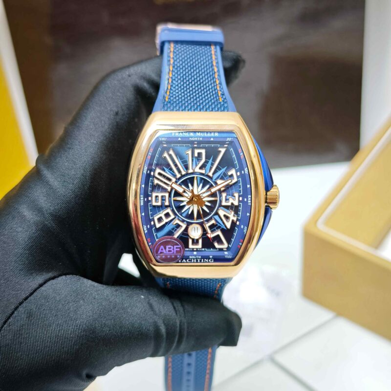 Franck Muller Vanguard YACHTING Rose Gold Blue Dial Swiss ETA