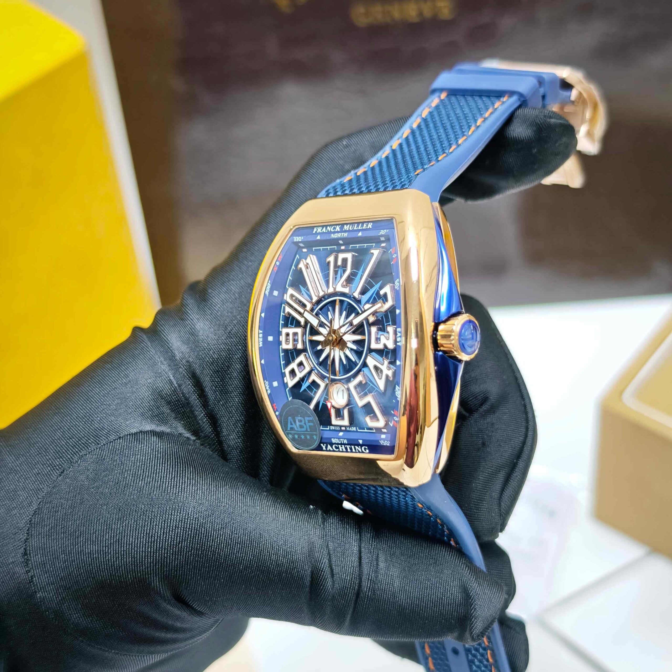 Franck Muller Vanguard YACHTING Rose Gold Blue Dial Swiss ETA - Image 2
