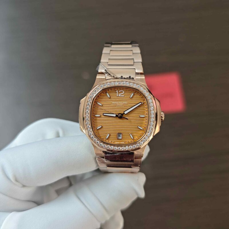 Patek Philippe Nautilus Rose Gold Orange Dial Daimond Case