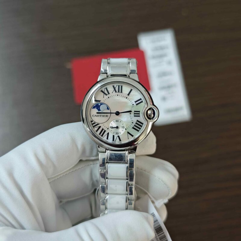 Cartier Ballon Bleu De Steel Mother-of-pearl dial white ceramic