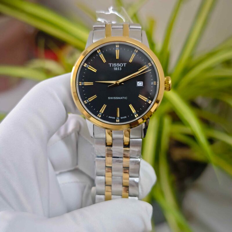 Tissot Classic Dream Swissmatic Steel Gold Black Dial Dual Tone