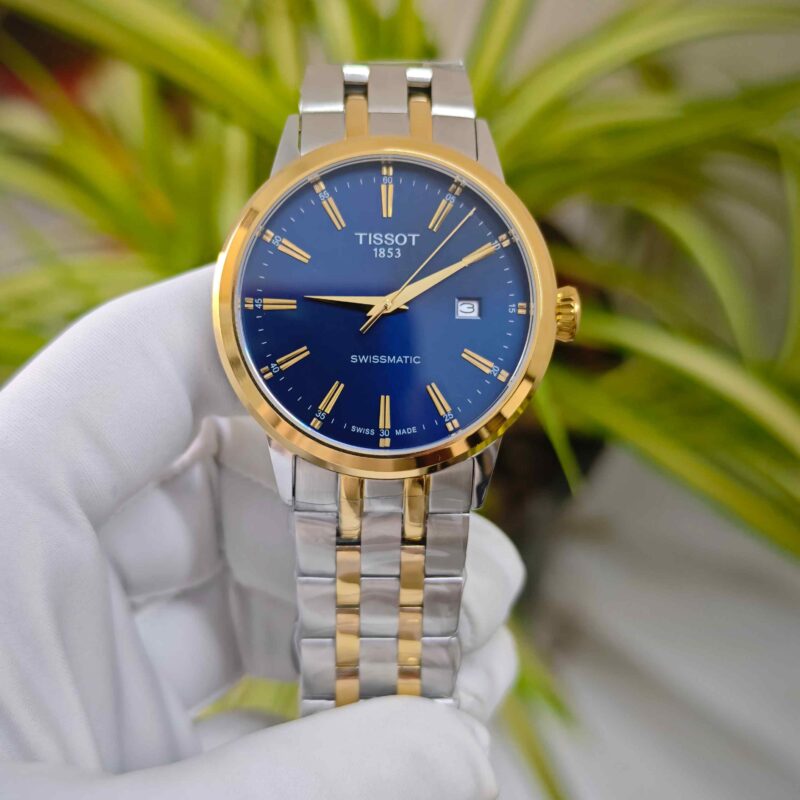 Tissot Classic Dream Swissmatic Steel Gold Blue Dial Dual Tone