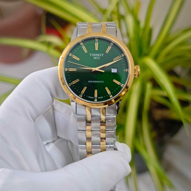 Tissot Classic Dream Swissmatic Steel Gold Green Dial Dual Tone