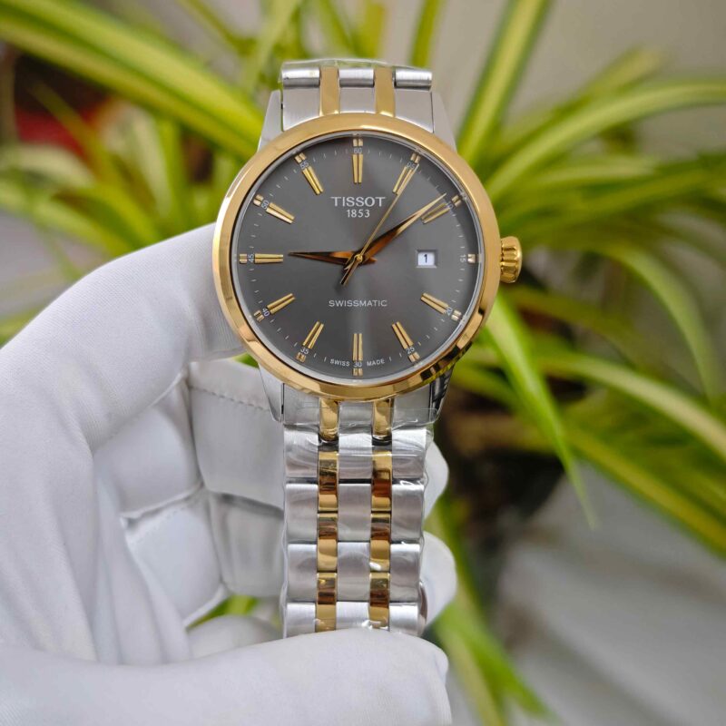 Tissot Classic Dream Swissmatic Steel Gold Grey Dial Dual Tone