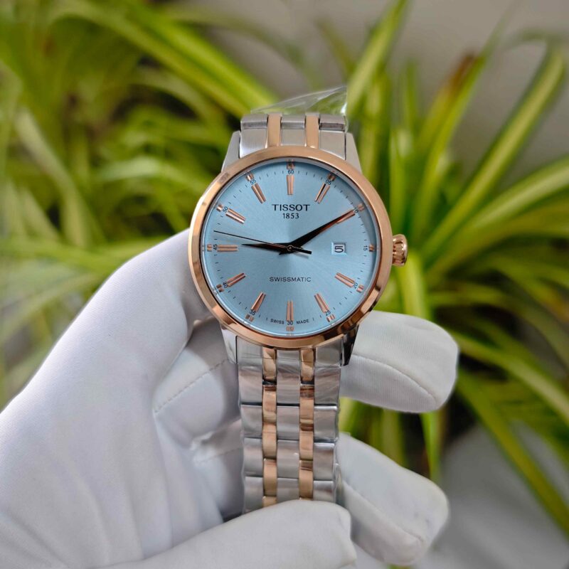 Tissot Classic Dream Swissmatic Steel Rose Gold Light Blue Dial