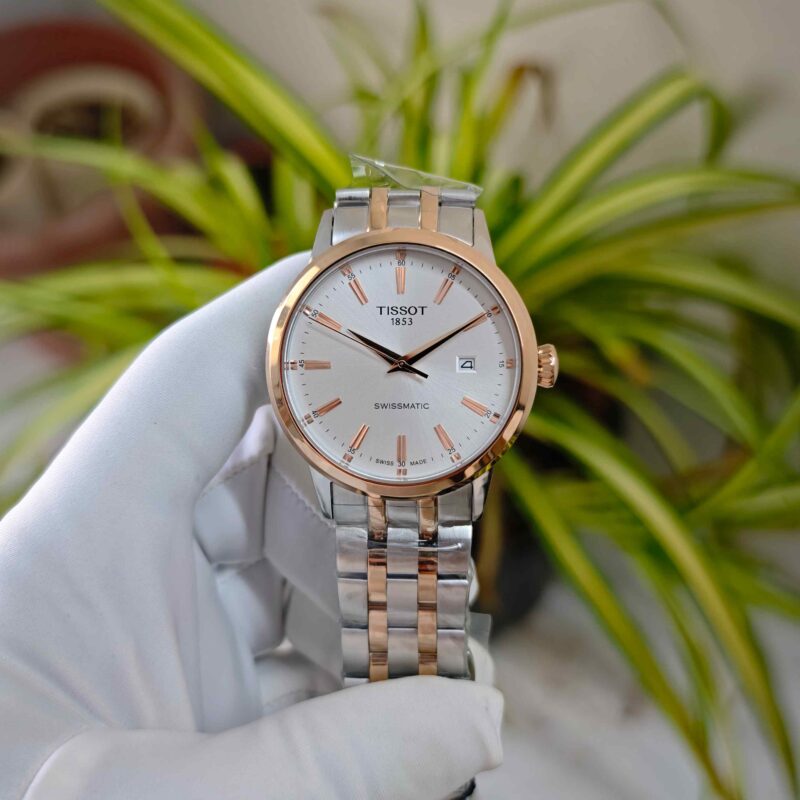 Tissot Classic Dream Swissmatic Steel Rose Gold White Dial
