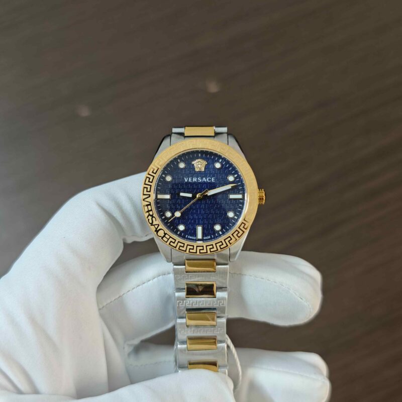 Versace Greca Dome Steel Blue Dial Dual Tone