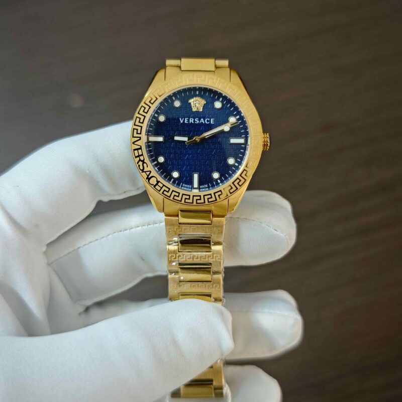 Versace Greca Dome Steel Gold Blue Dial
