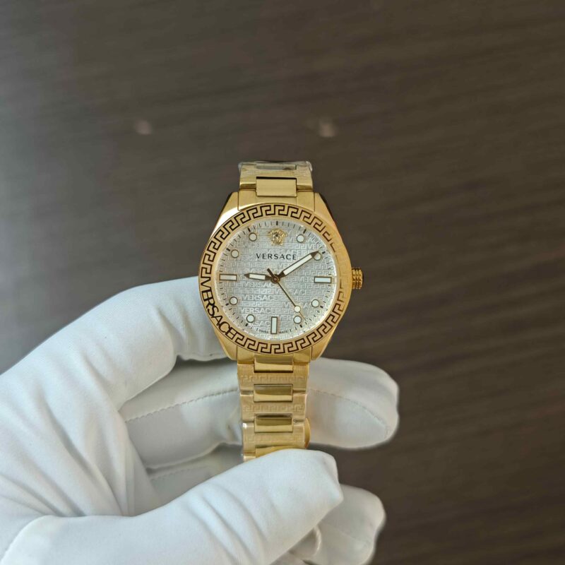 Versace Greca Dome Steel Gold White Dial