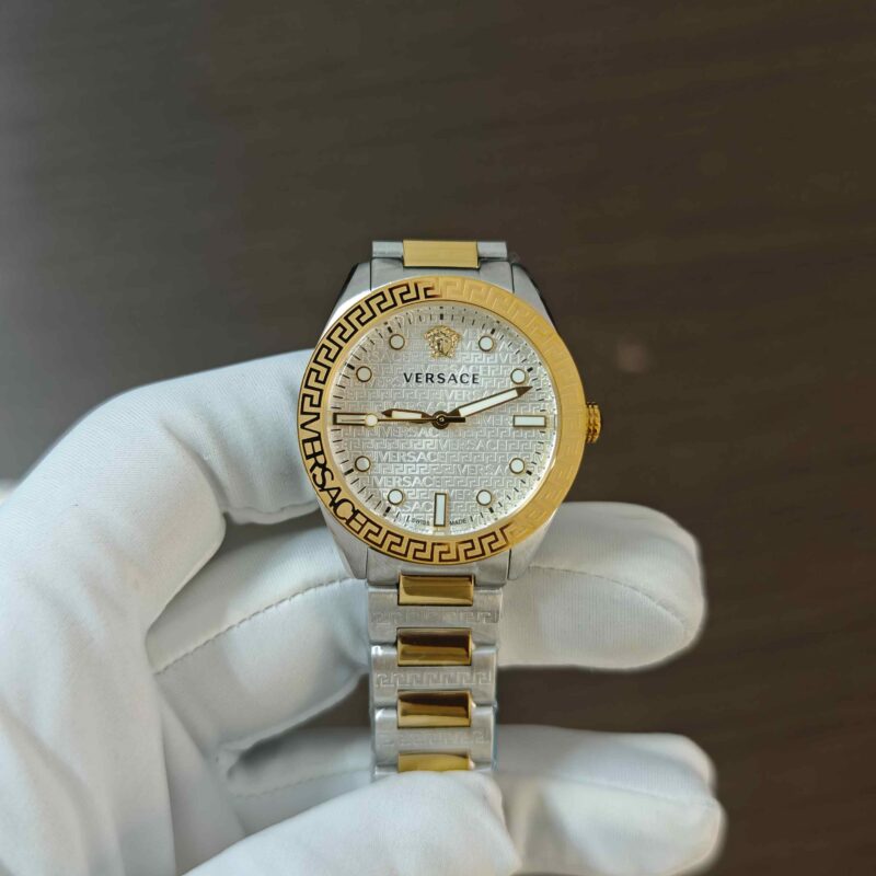 Versace Greca Dome Steel White Dial Dual Tone