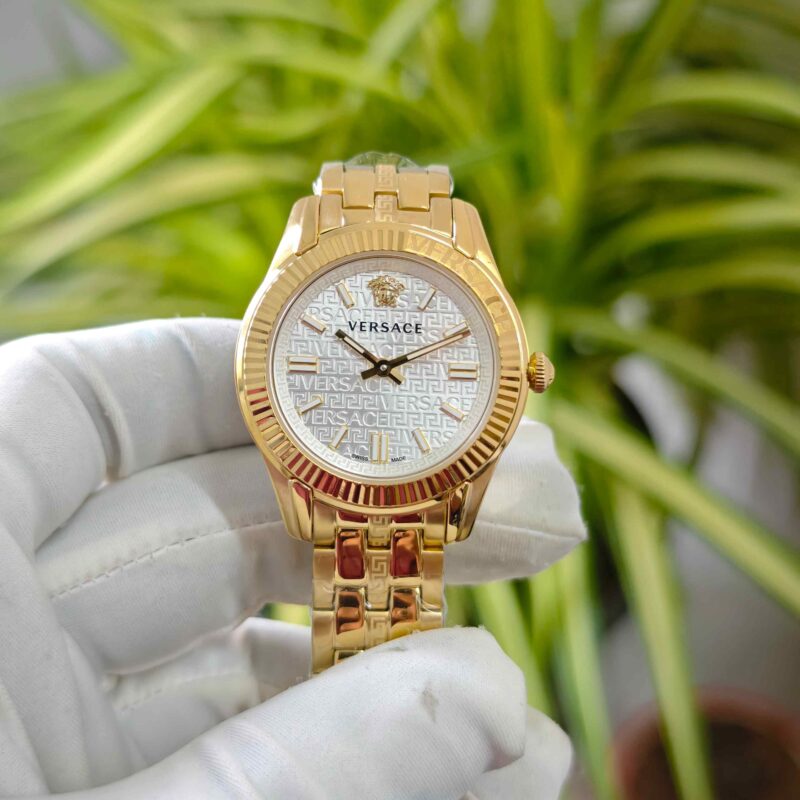 Versace Greca Full Golden White Dial