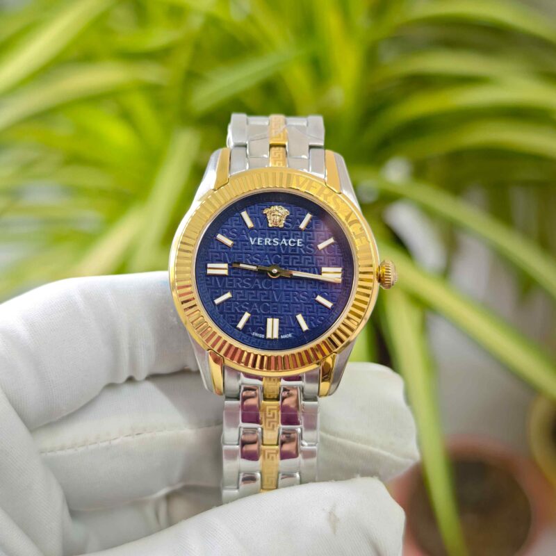 Versace Greca Golden Blue Dial Dual Tone