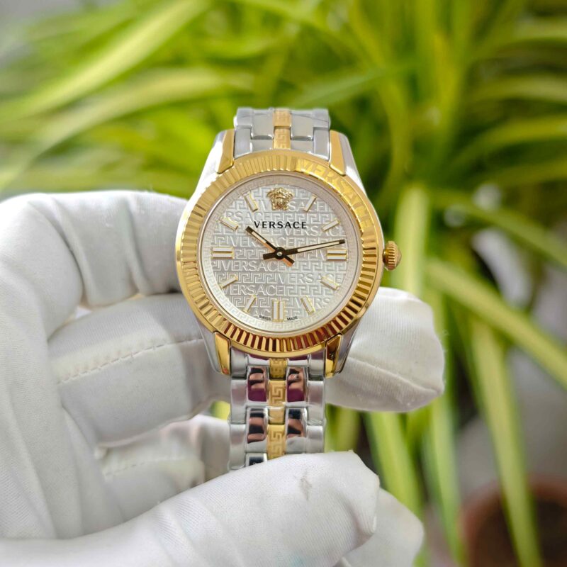 Versace Greca Golden White Dial Dual Tone