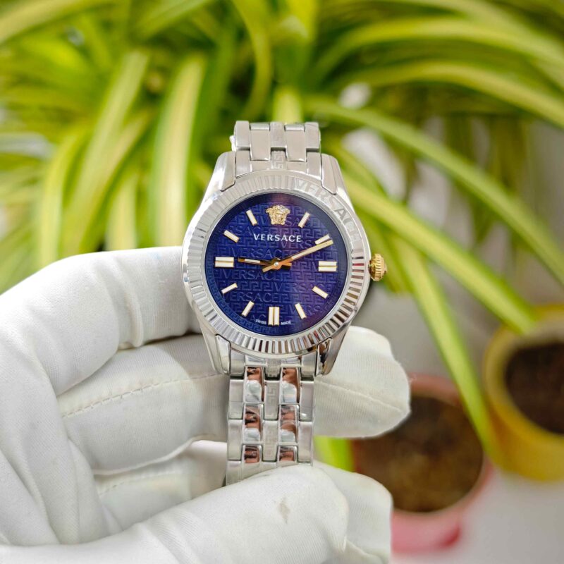 Versace Greca Steel Blue Dial