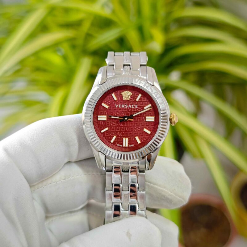 Versace Greca Steel Red Dial