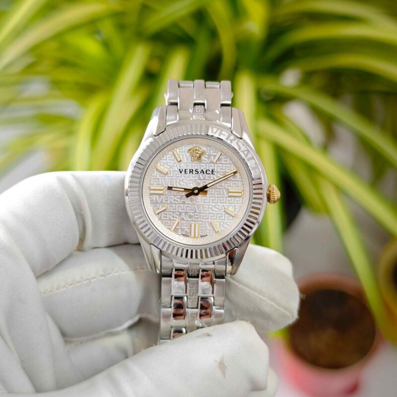 Versace Greca Steel White Dial