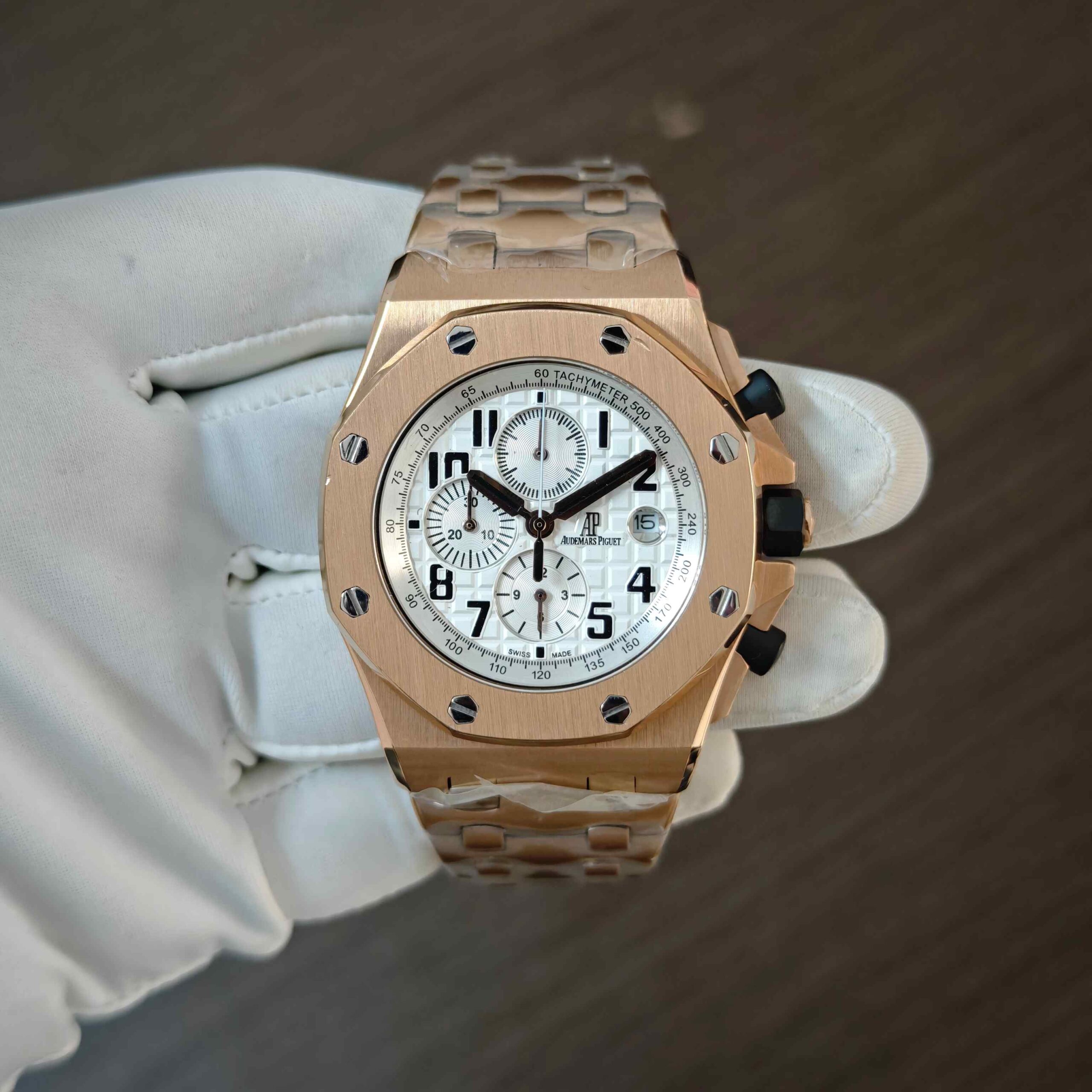 Audemars Piguet Royal Oak Offshore Chronograph Rose Gold White Dial - Image 2