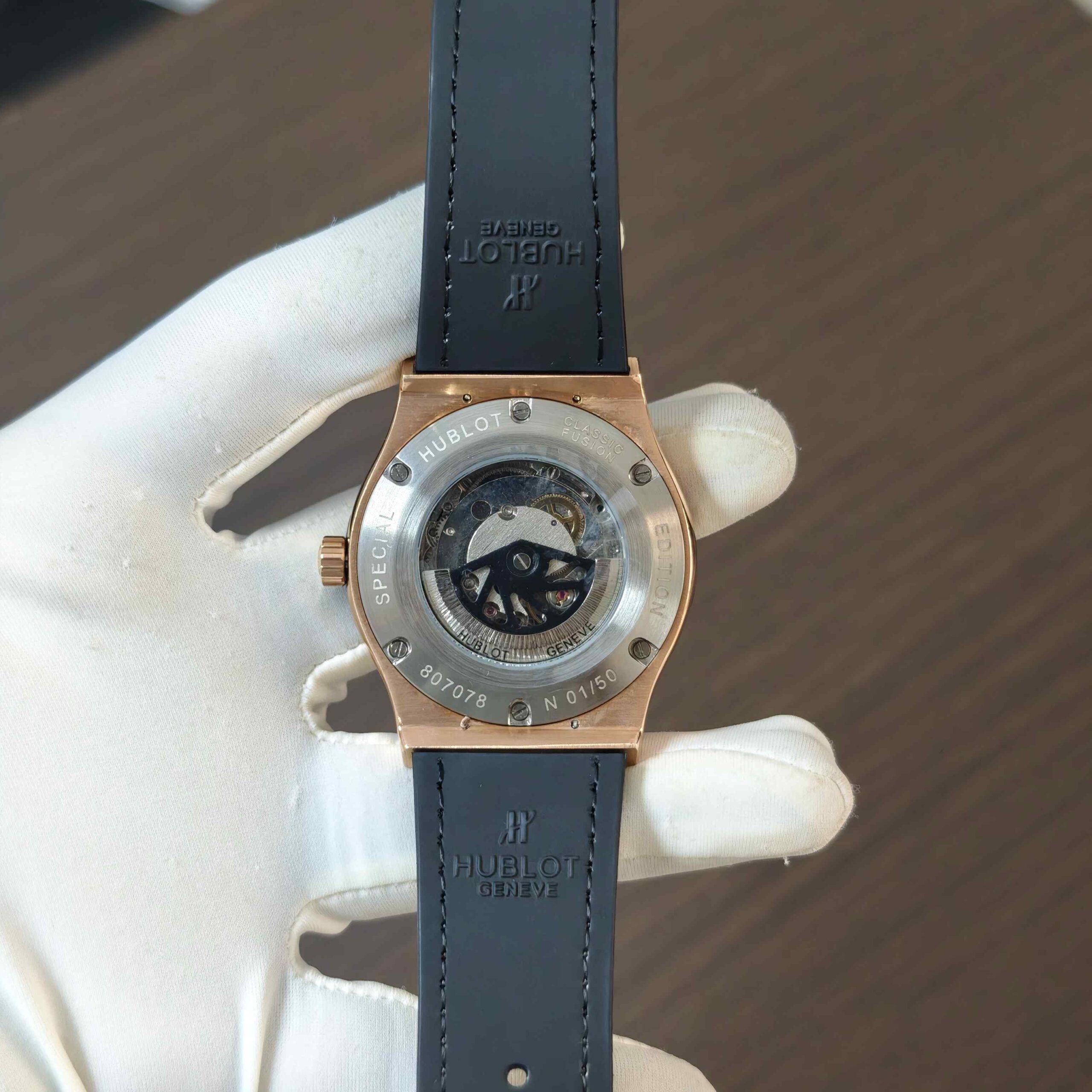 Hublot Classic Fusion Rose Gold Diamond Bazel Black Dial - Image 3