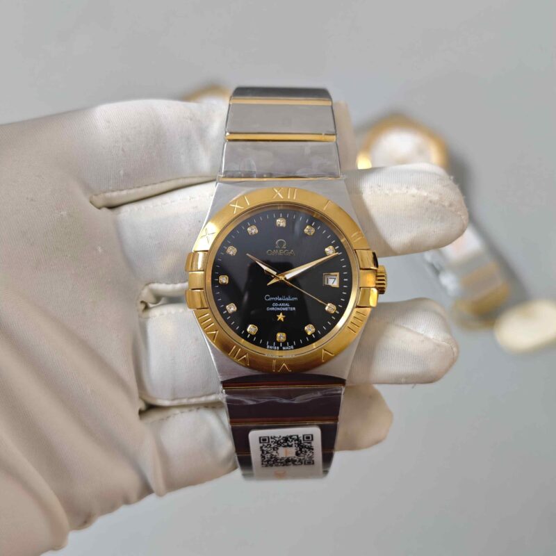 Omega Constellation Co Axial Dual Tone Black Dial Diamond Marker
