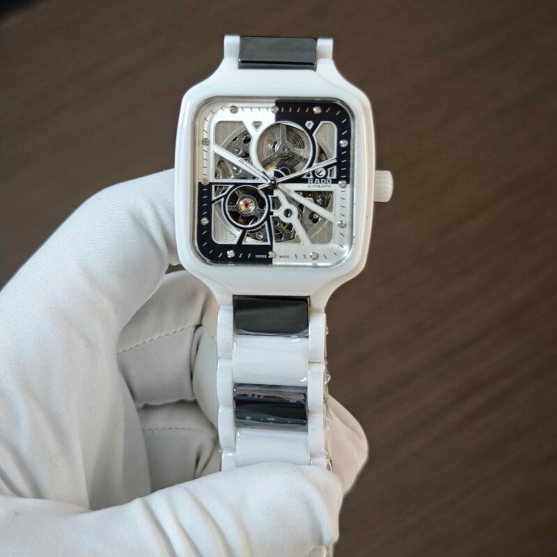 Rado True Square Open Heart Diamonds Limited White Edition Ceramic skeleton Dial