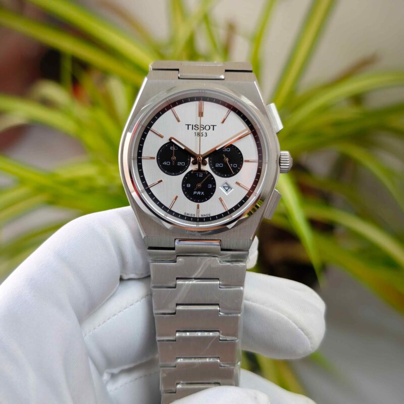 Tissot PRX Chronograph Steel White Dial Black Chrono