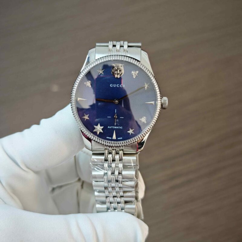Gucci G-Timeless Steel Auto Back Open Blue Dial Automatic