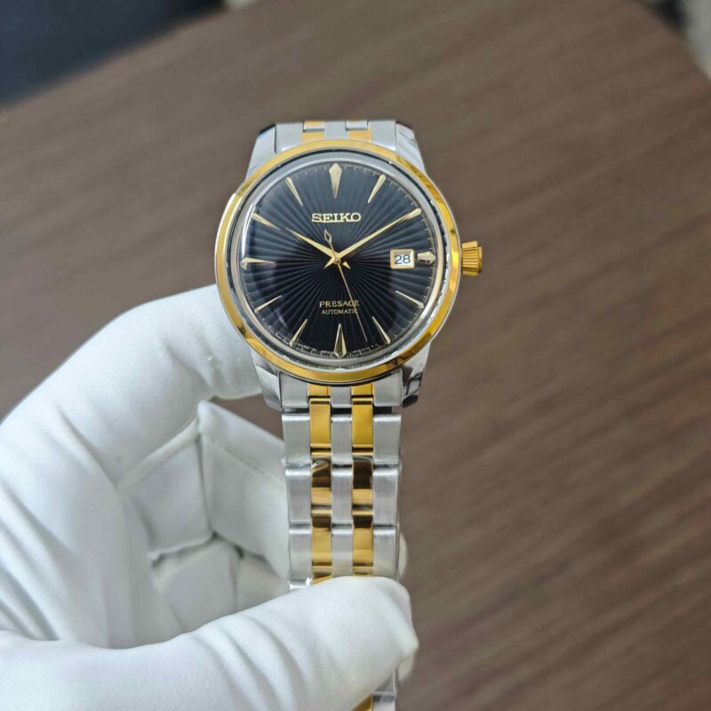 Seiko Presage Steel Gold Black Dial Dual Tone Automatic
