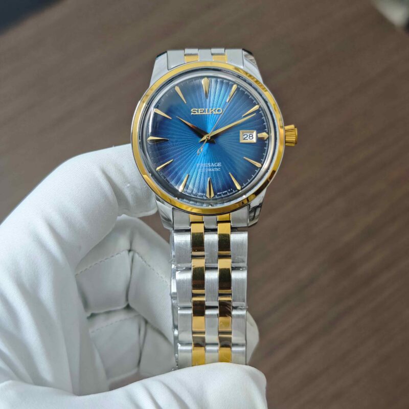 Seiko Presage Steel Gold Blue Dial Dual Tone Automatic