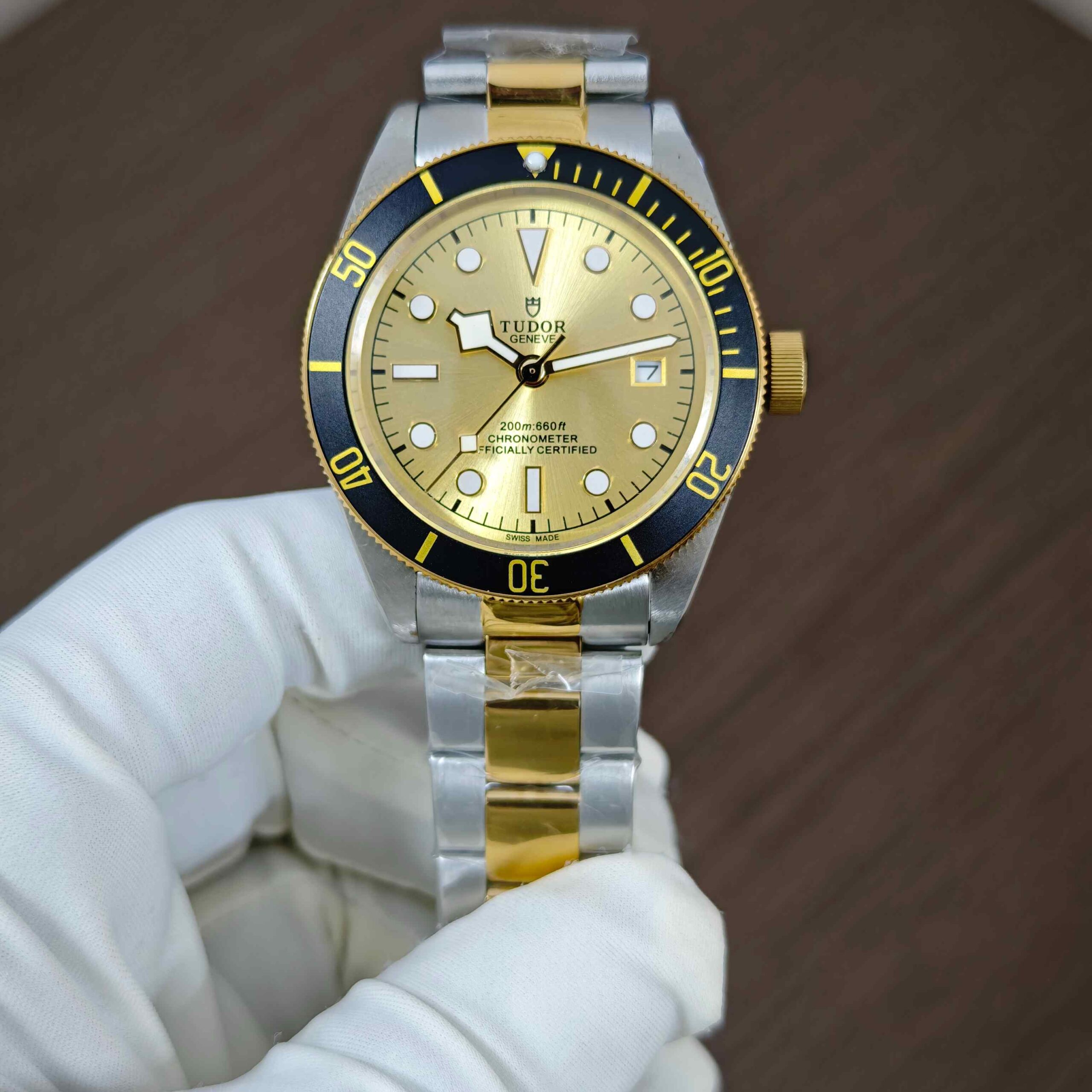 Tudor Black Bay Steel Champagne Dial Dual Tone Automatic luxury watch featuring a sophisticated champagne-colored dial, stainless steel and gold-tone bracelet, and premium automatic movement.