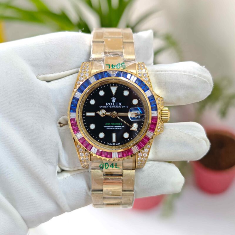 Rolex GMT-Master II Golden Diamond Bazel Black Dial Automatic