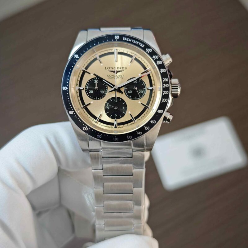 Longines Conquest Chronograph Steel Sunray brown Dial Quartz