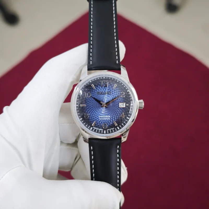 Seiko Presage Cocktail Time Steel Blue Dail Leather Strap Automatic