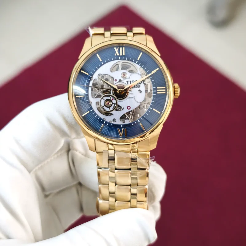 Tissot Chemin des Tourelles Yellow Gold Skeleton Blue Dial Automatic