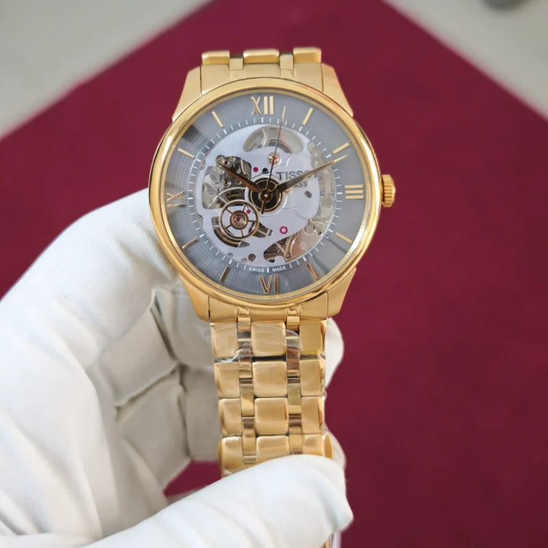 Tissot Chemin des Tourelles Yellow Gold Skeleton Grey Dial Automatic