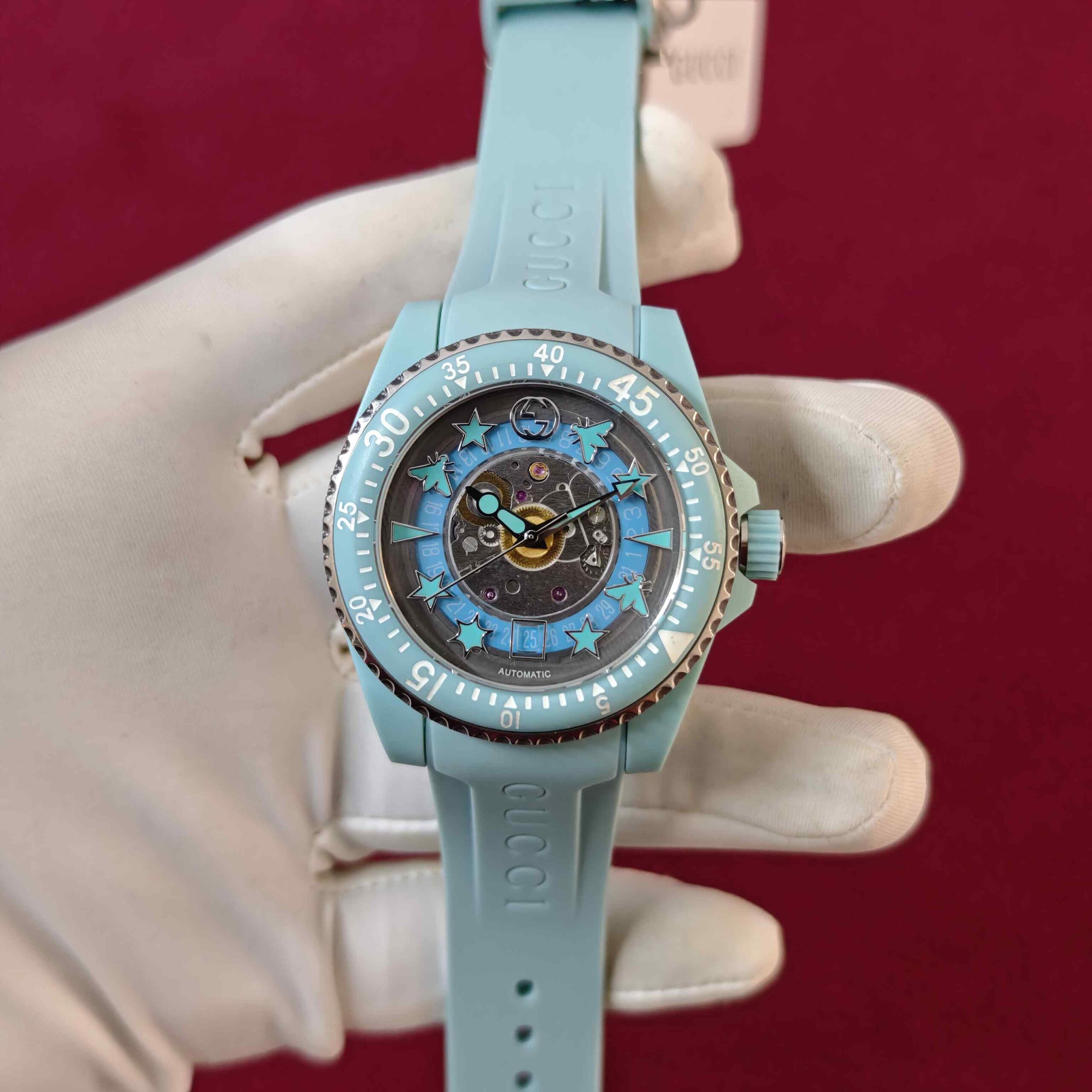 Gucci DIVE YA136344 Steel Transparent Dial Aquamarine Edition Automatic - Image 2