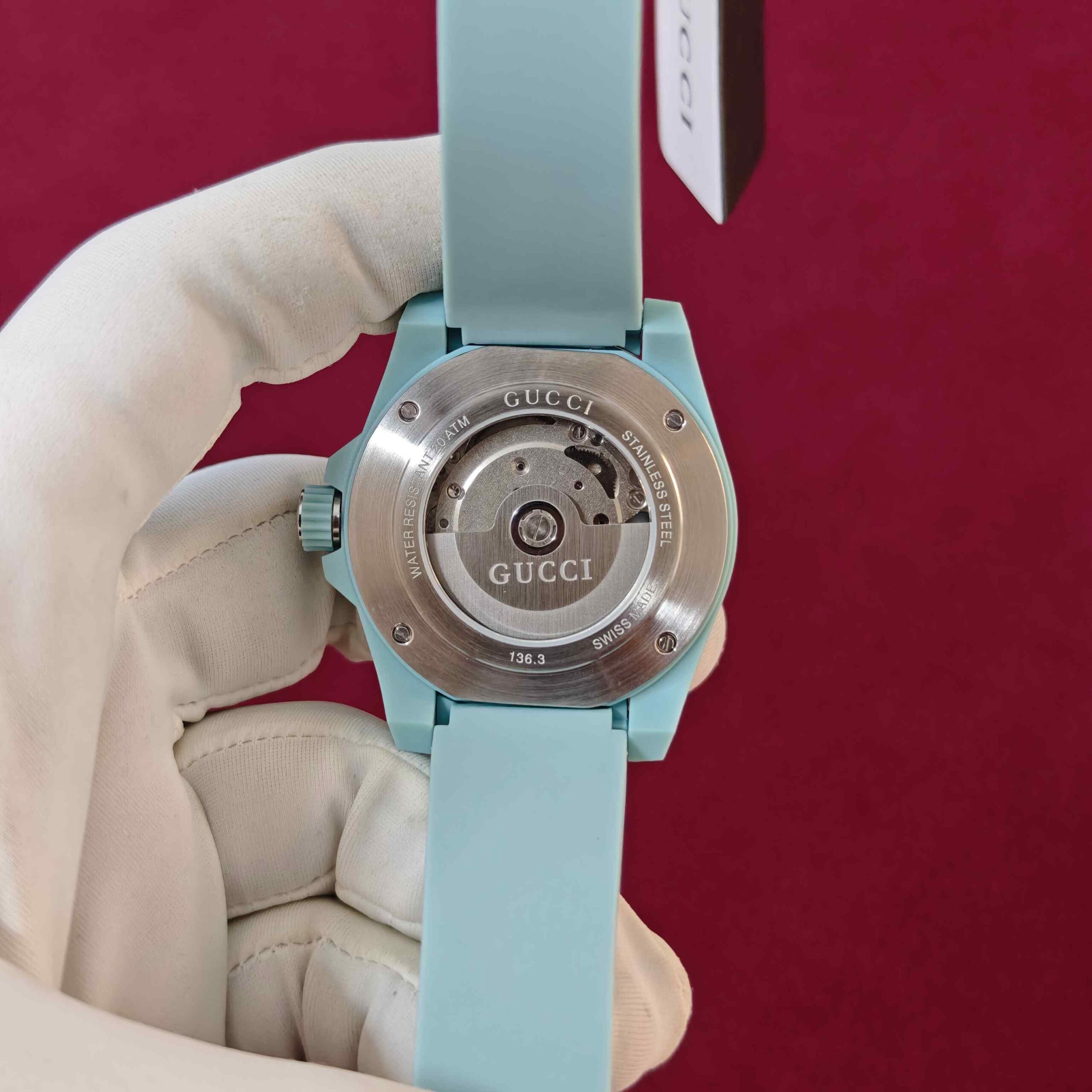 Gucci DIVE YA136344 Steel Transparent Dial Aquamarine Edition Automatic - Image 3